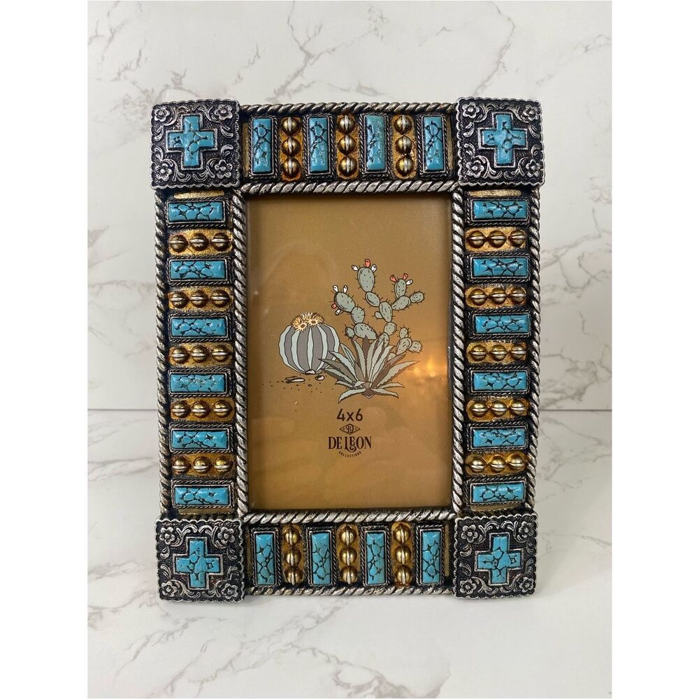 Turquoise & silver tone Southwest-Inspired 4x6 Photo Frame
